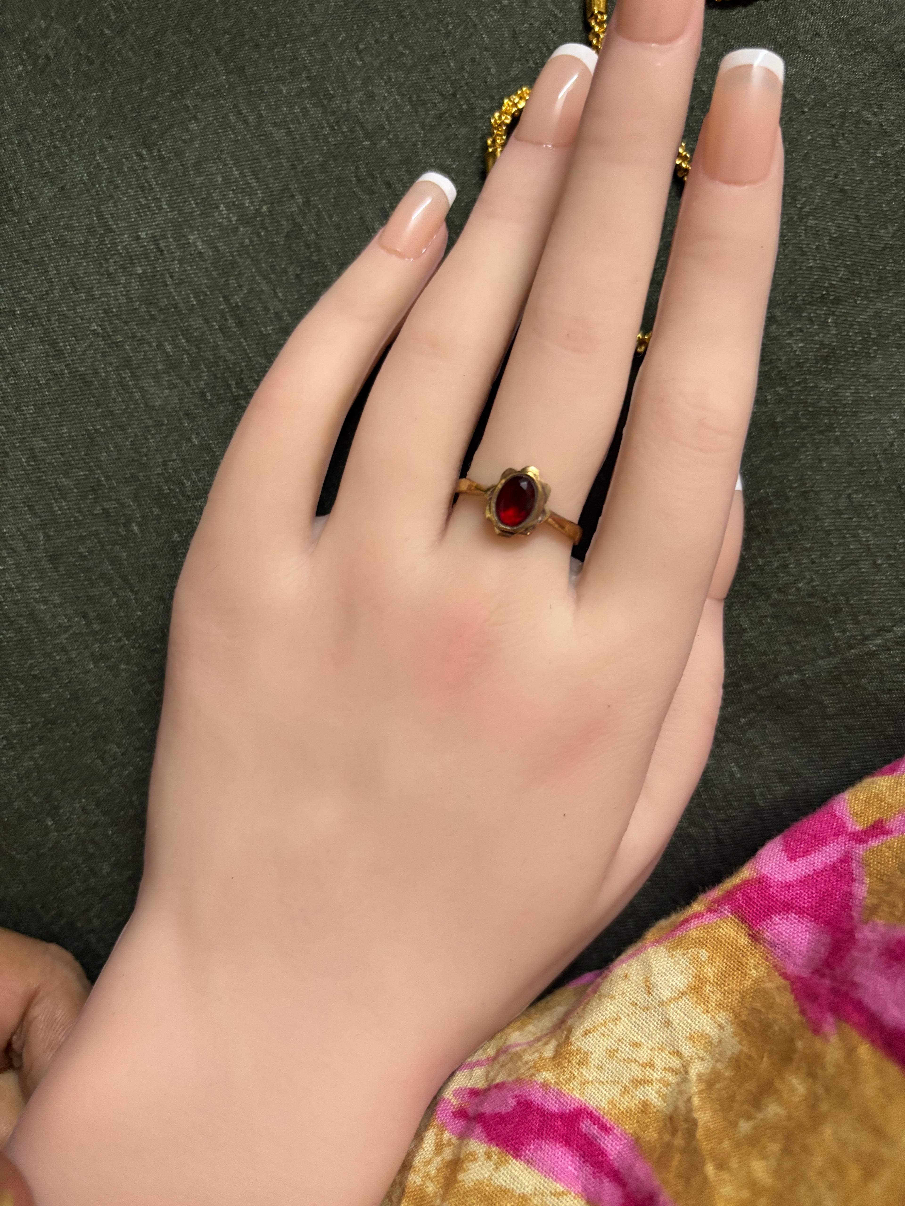 Pure pancha loha maroon stone rings