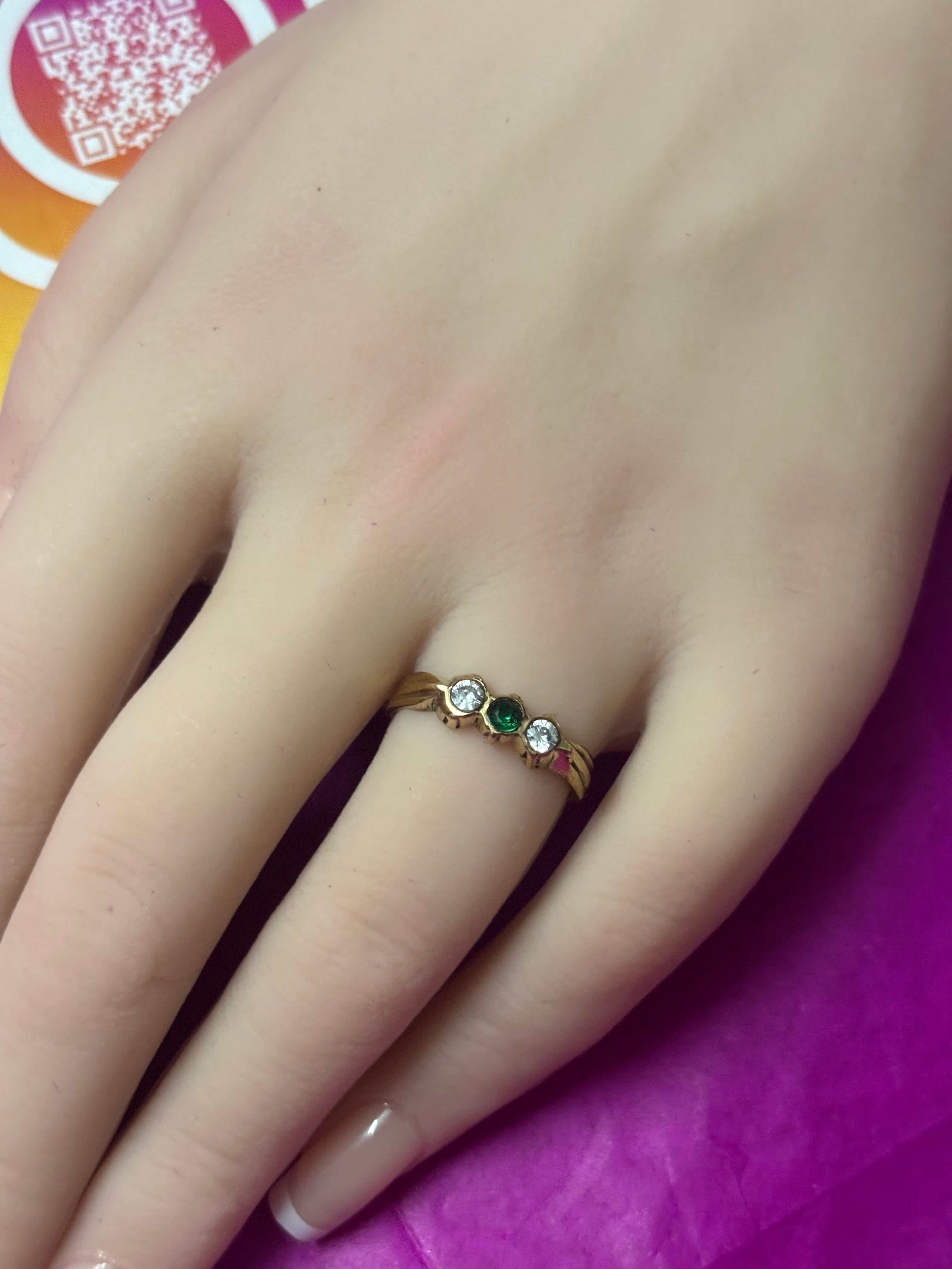 Pure pancha loha three stone rings single line