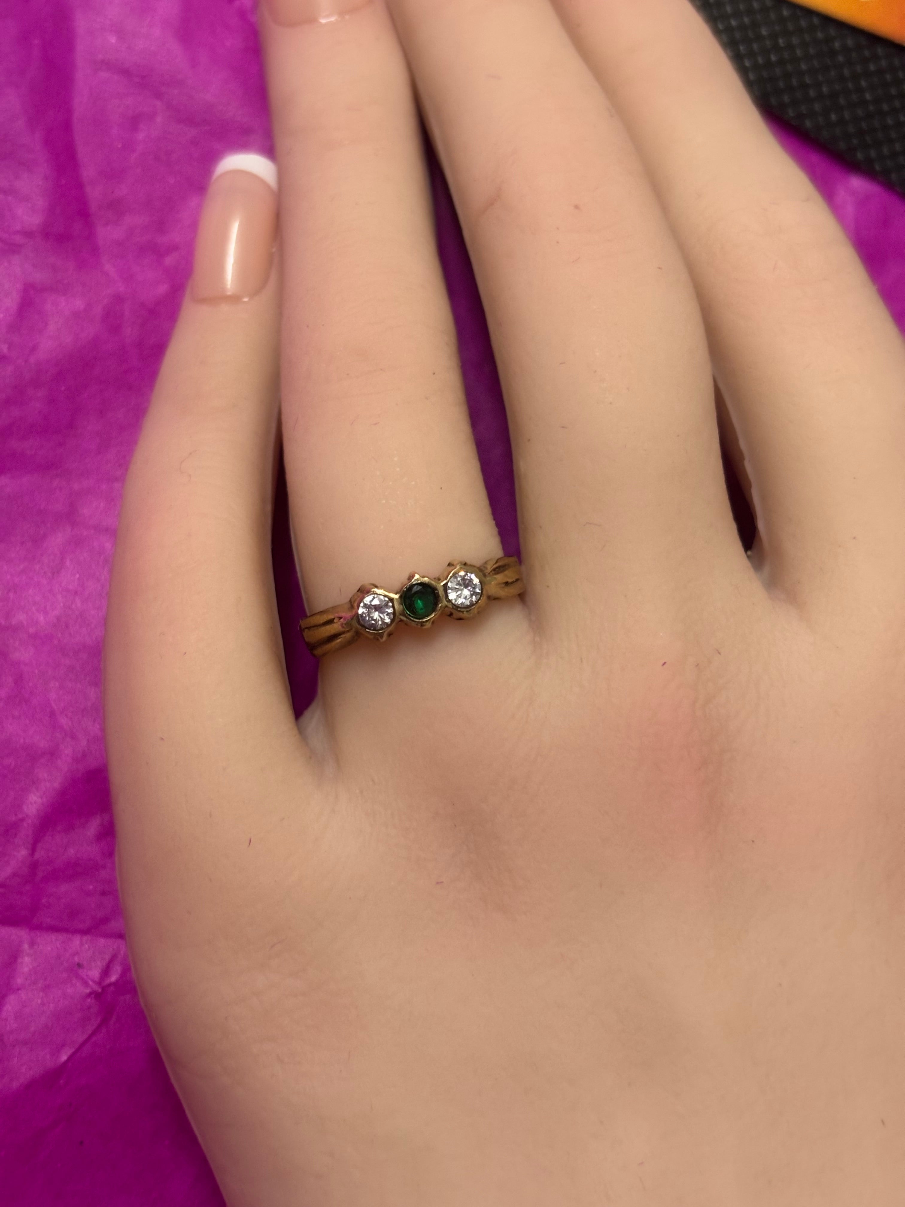 Pure pancha loha three stone rings single line