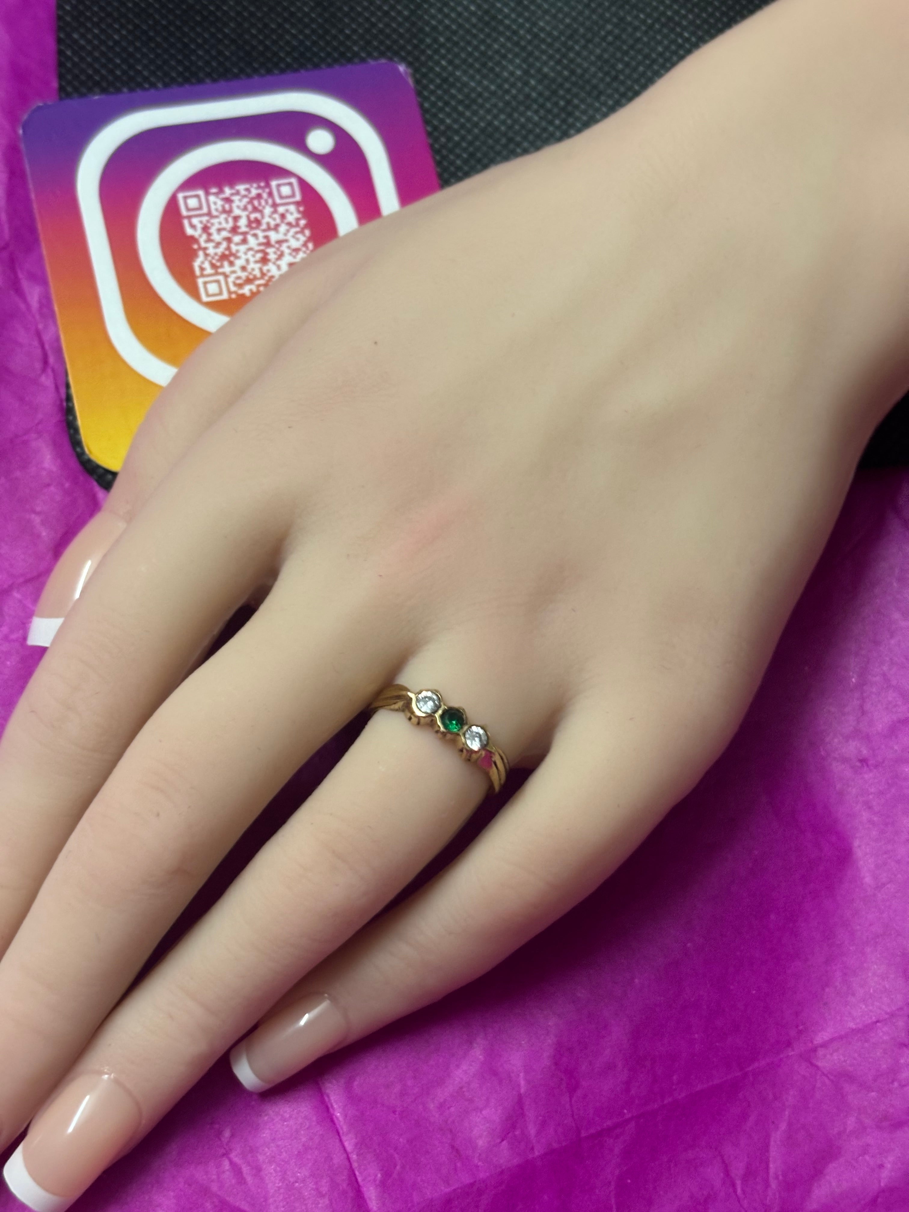 Pure pancha loha three stone rings single line