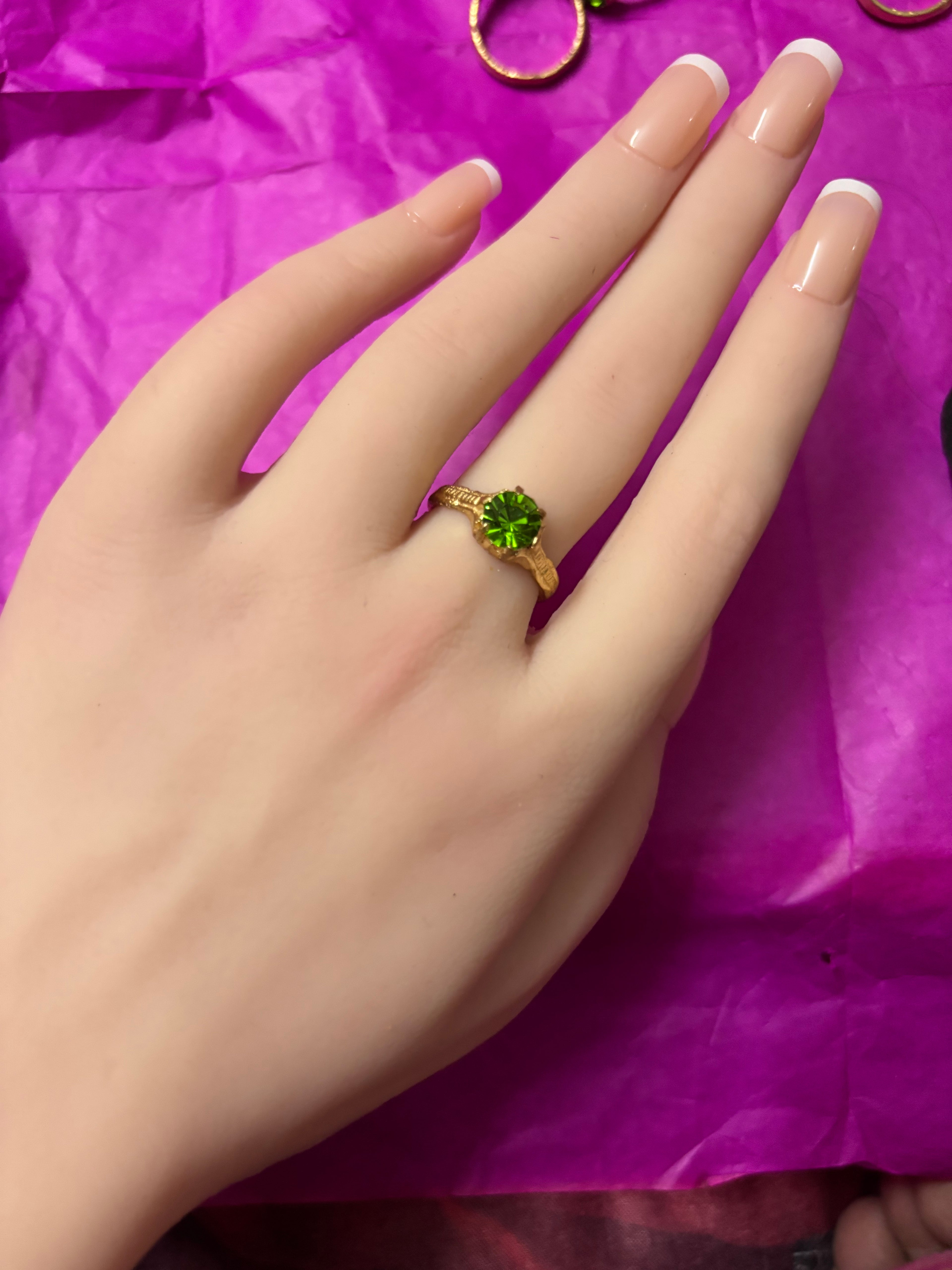 Pure PanchaLoha green stone ring