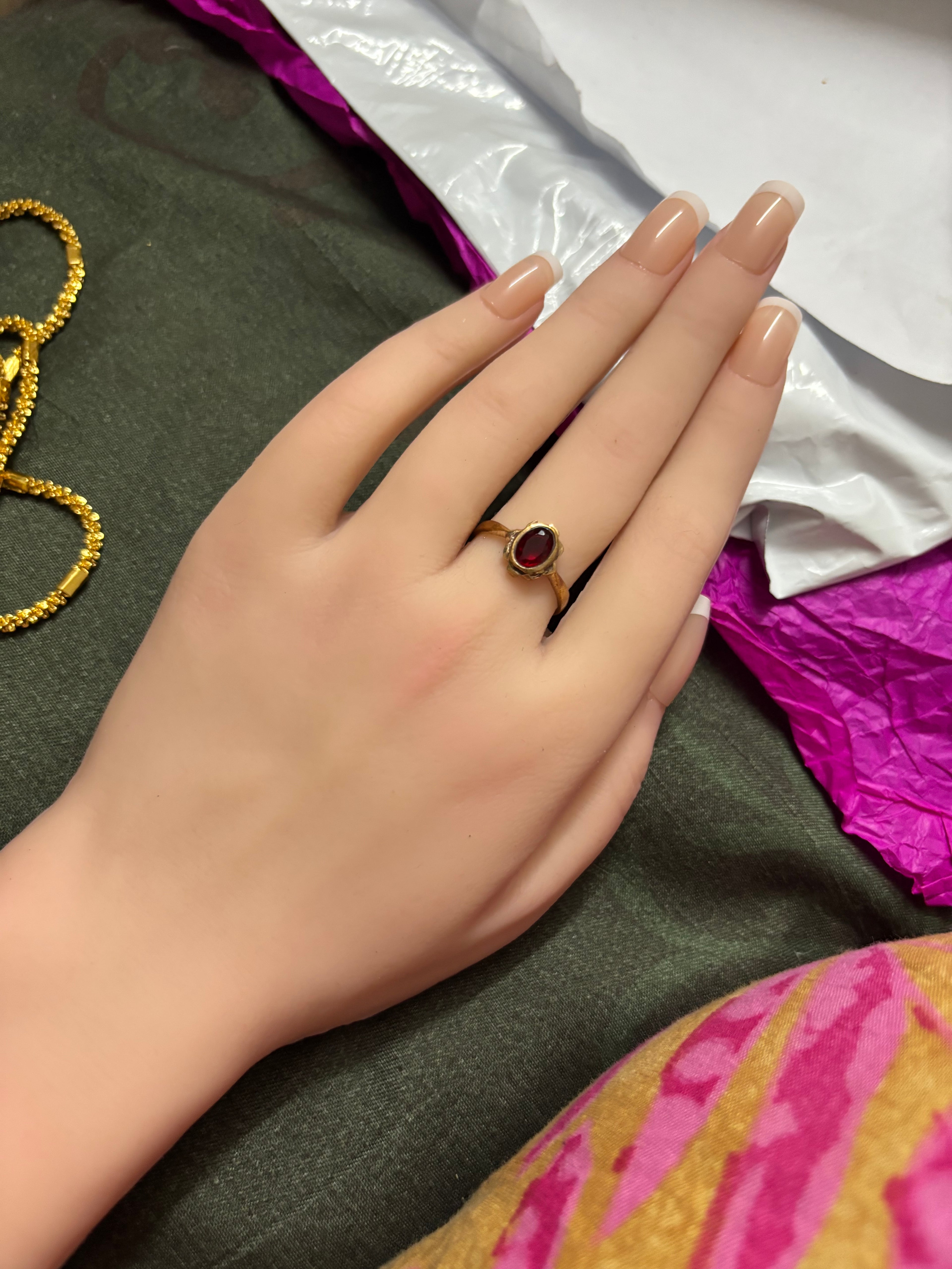 Pure pancha loha maroon stone rings