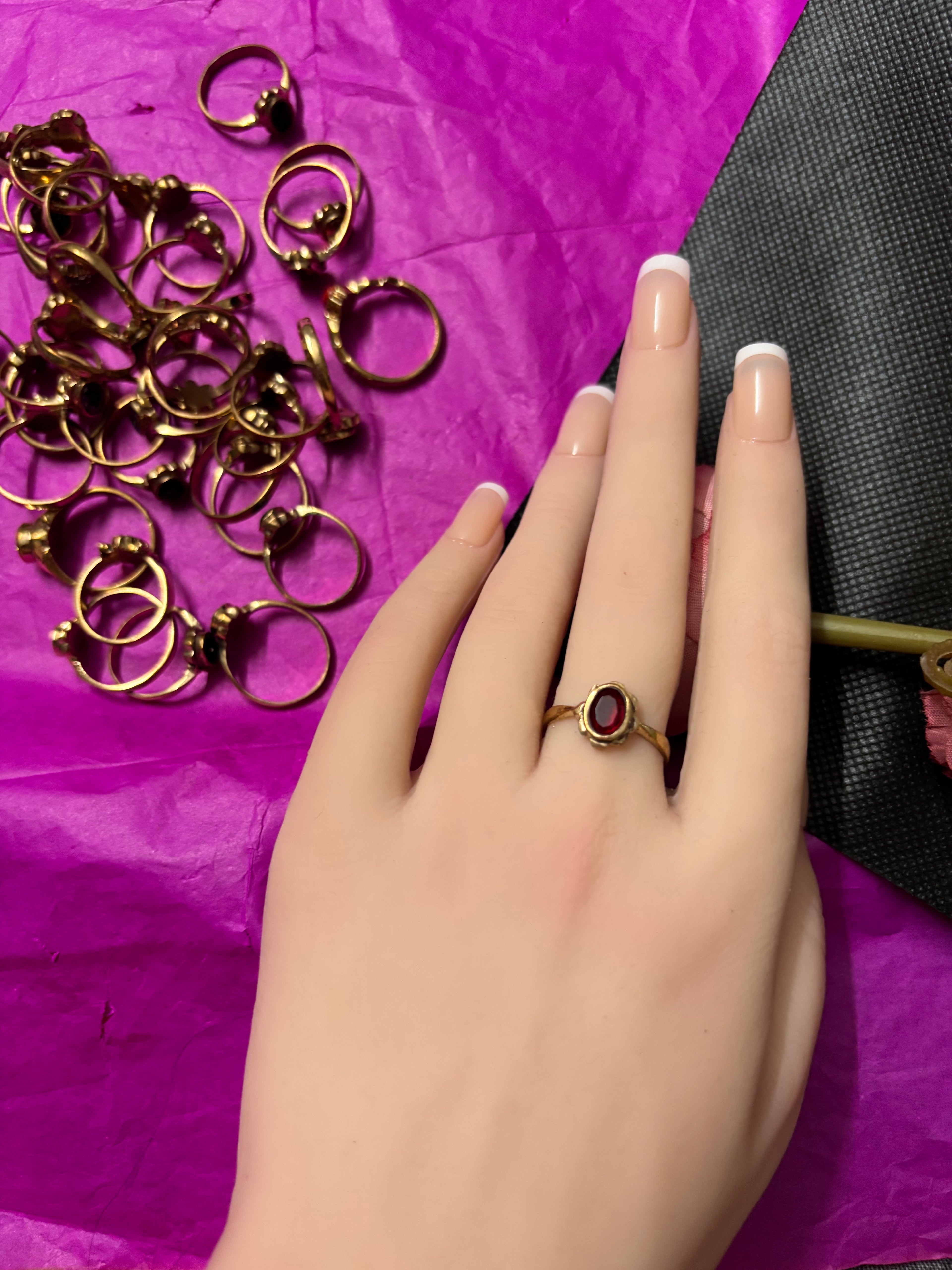 Pure pancha loha maroon stone rings