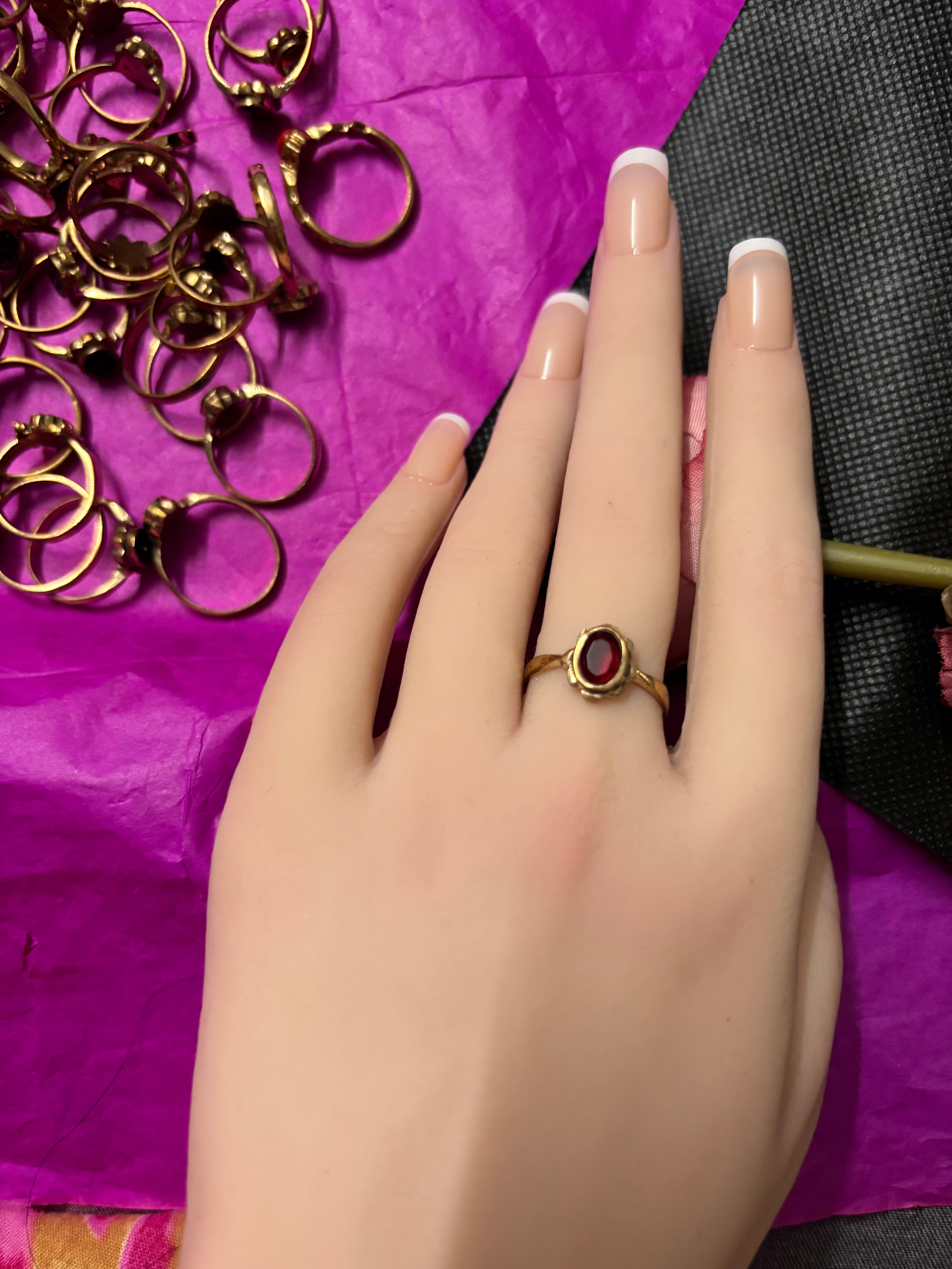 Pure pancha loha maroon stone rings