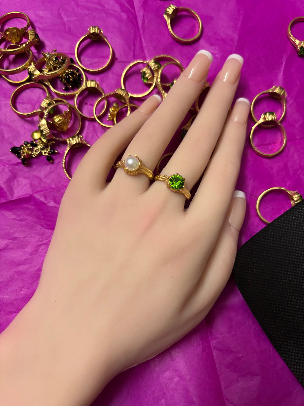 Pure PanchaLoha green stone ring