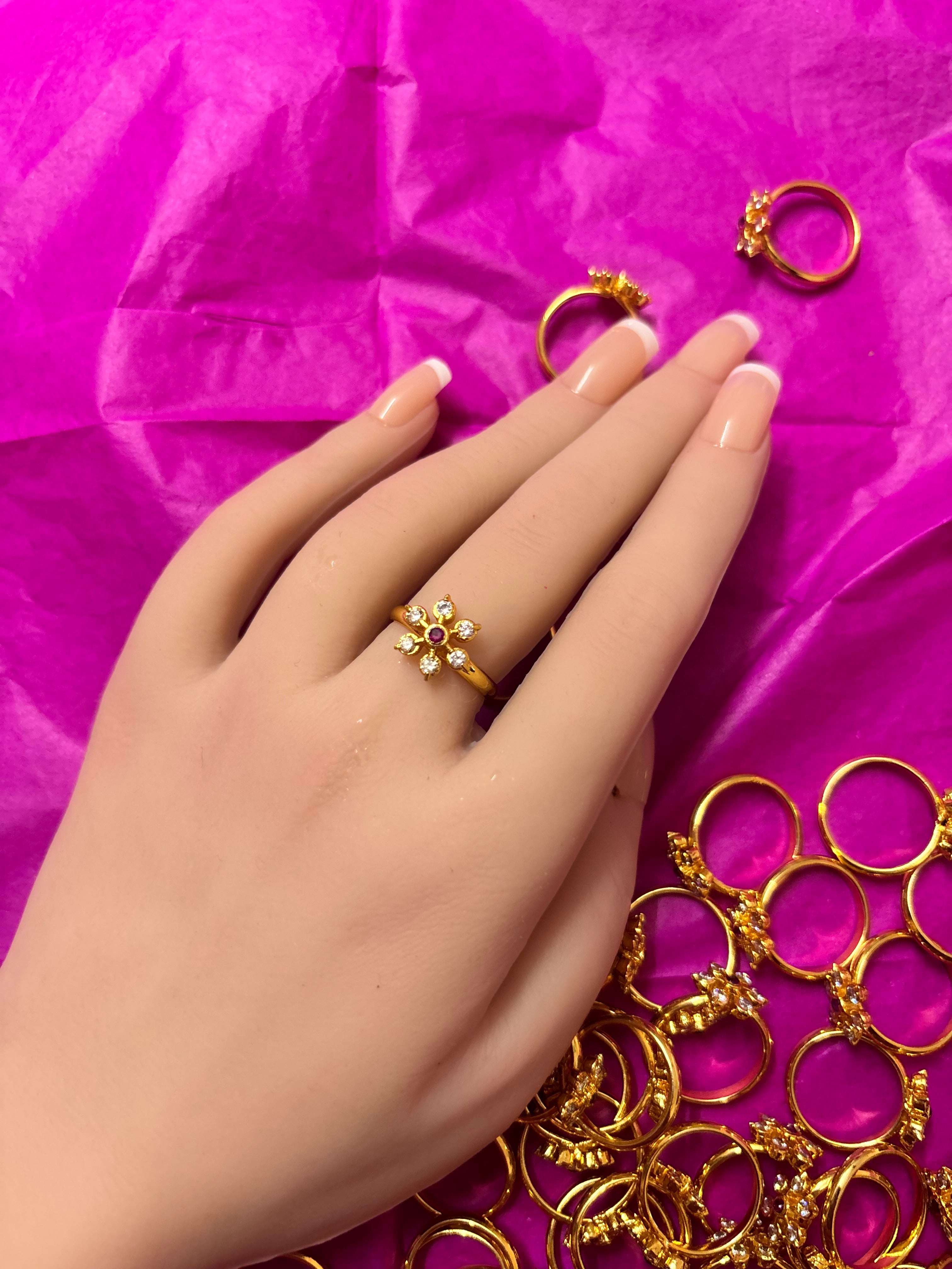 Pure Pancha Loha Flower Rings