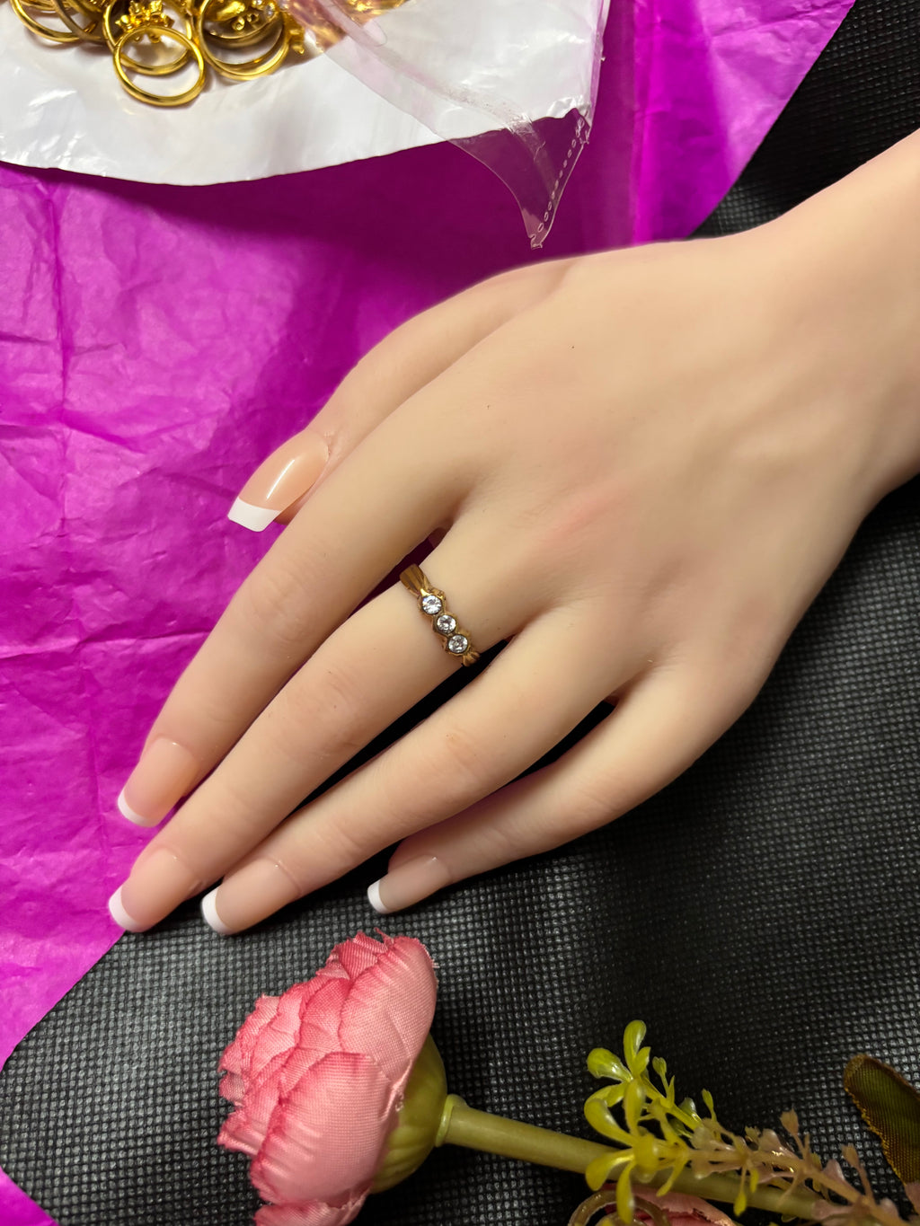 Pure pancha loha three stone rings(single line)