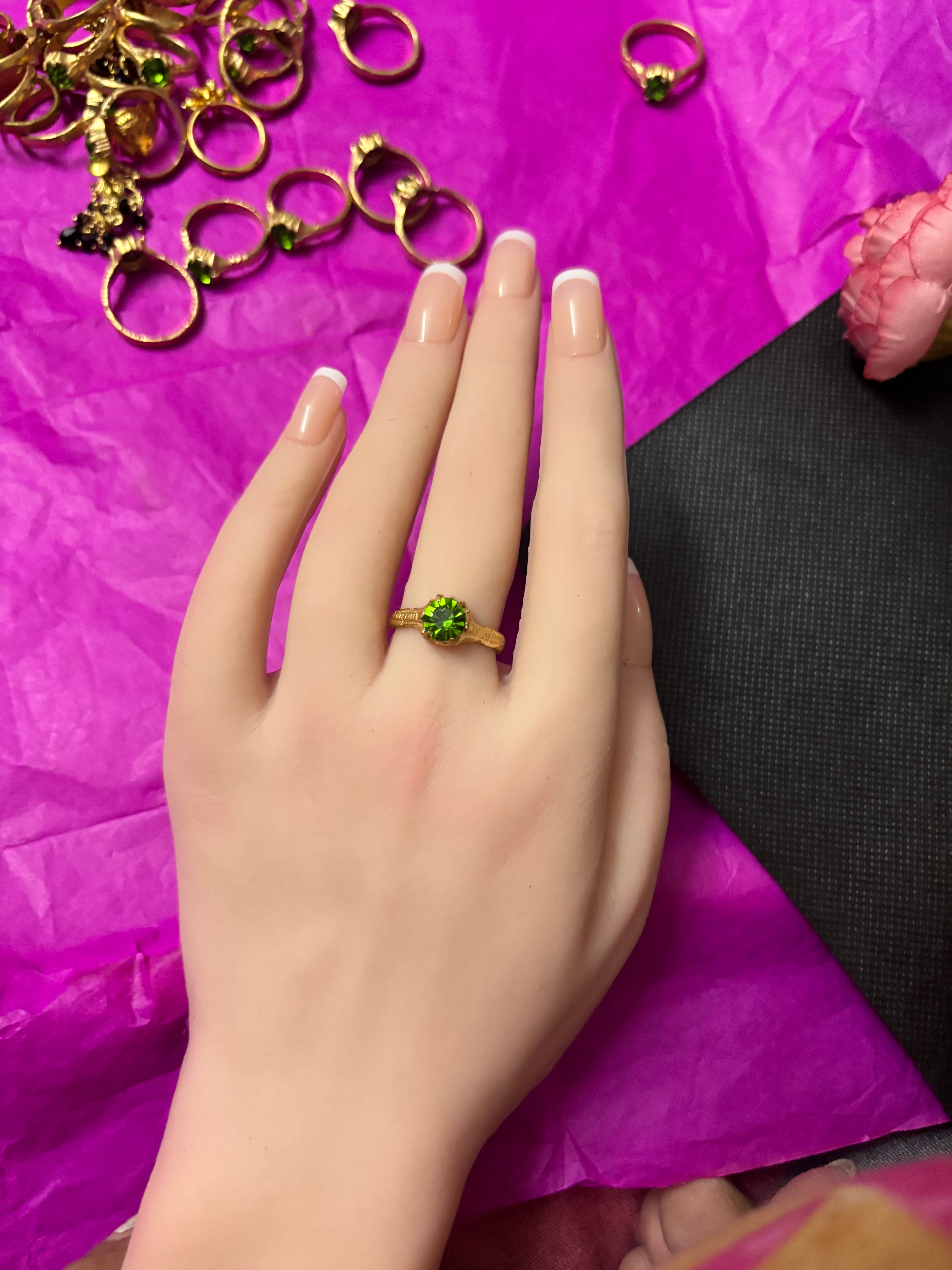 Pure PanchaLoha green stone ring