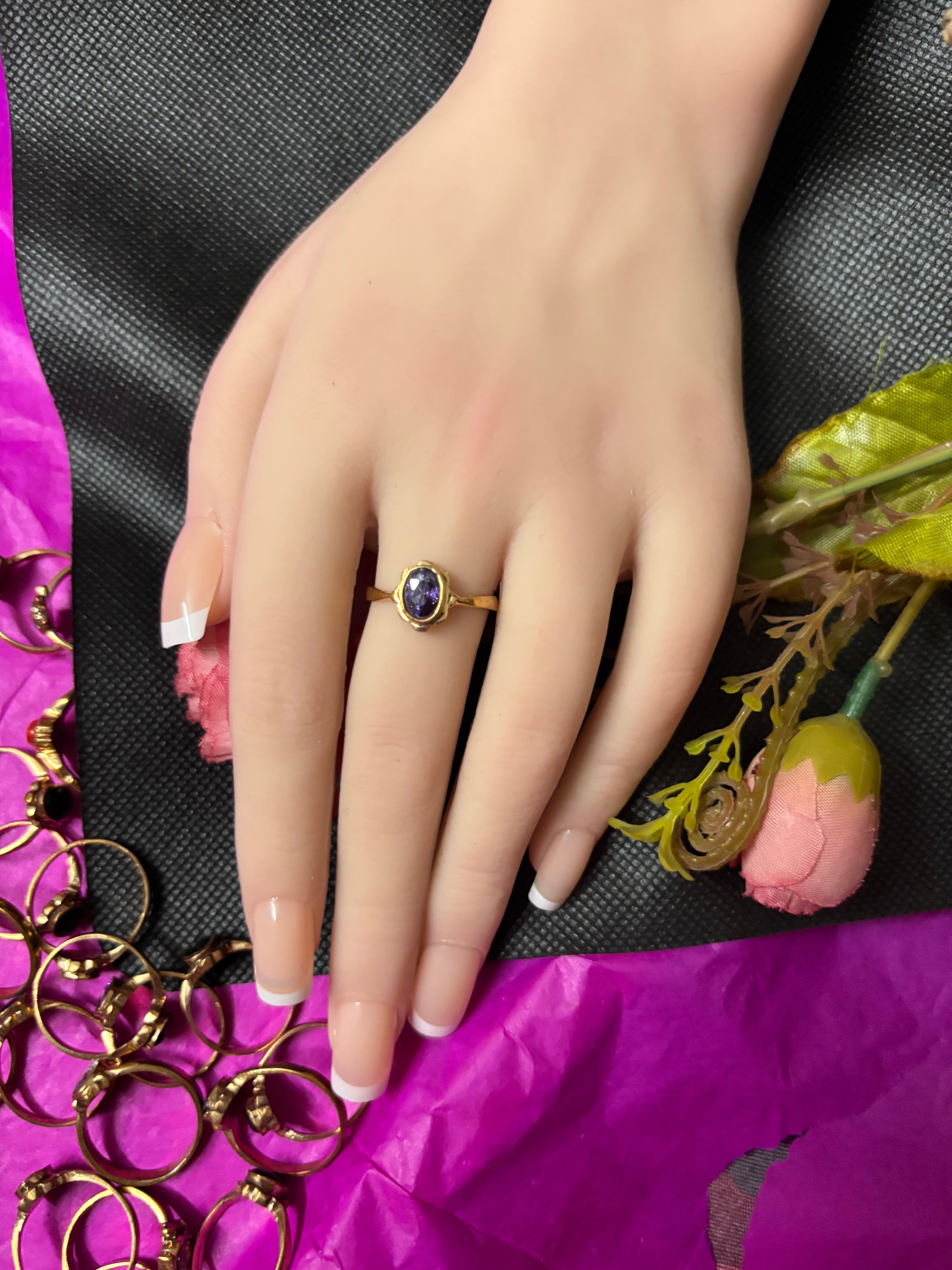 Pure pancha loha purple stone ring