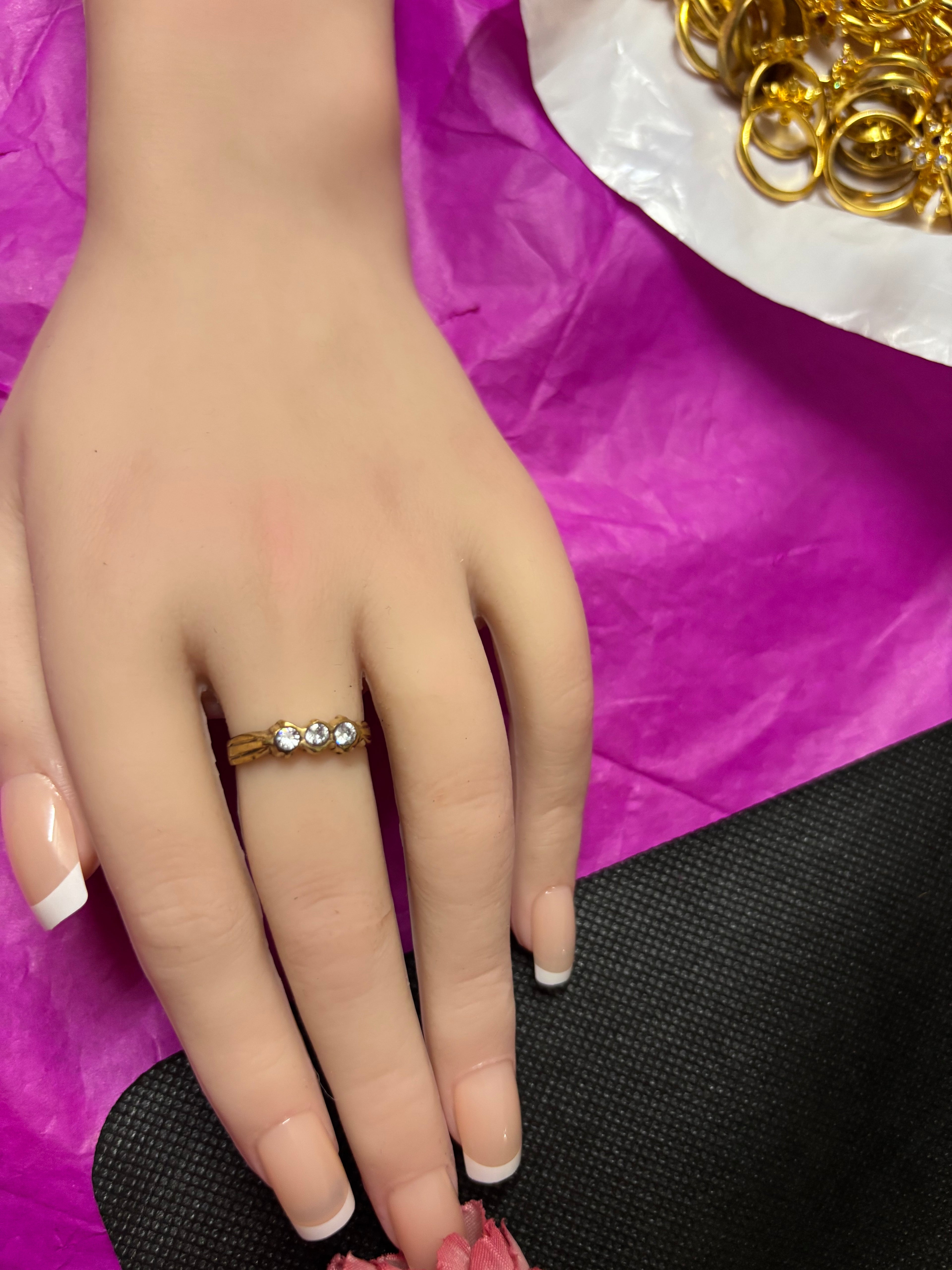 Pure pancha loha three stone rings(single line)