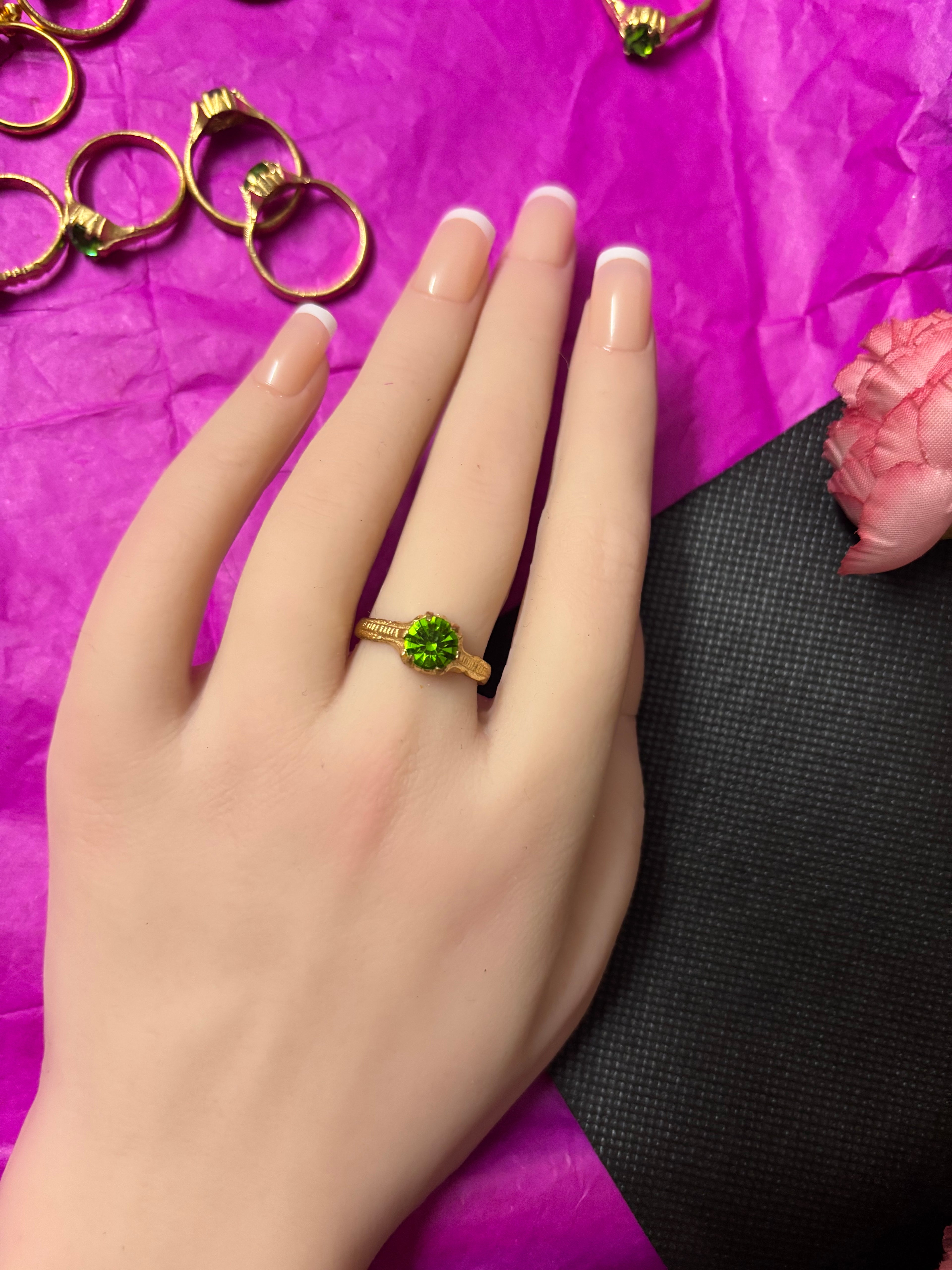 Pure PanchaLoha green stone ring