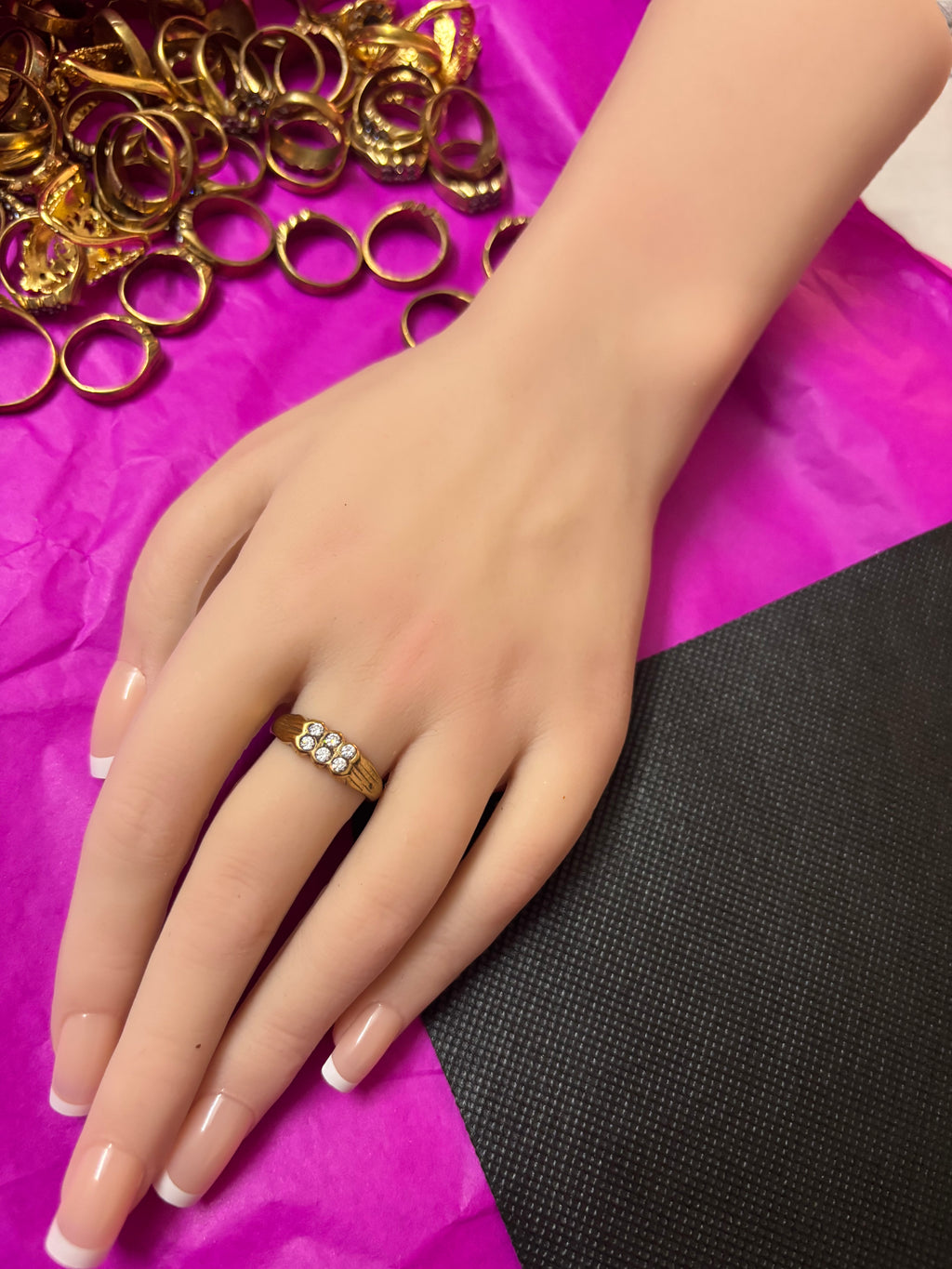 2 line white stone rings