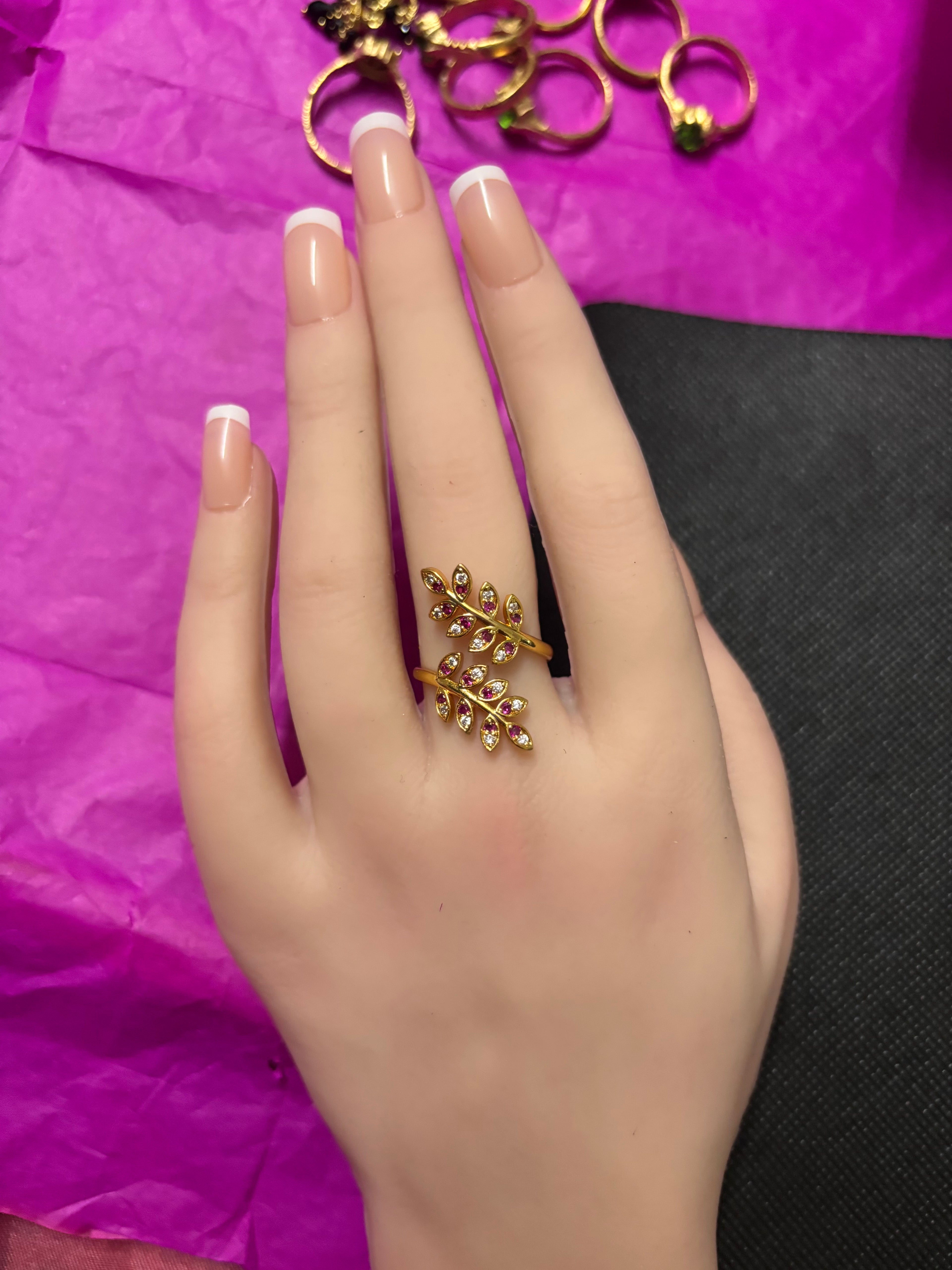 Pure PanchaLoha leaf Rings multi colour